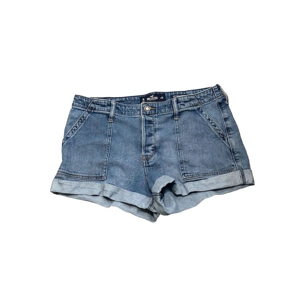 Hollister Women's High-Rise Mom Shorts Size 15 Blue Denim 3" Inseam